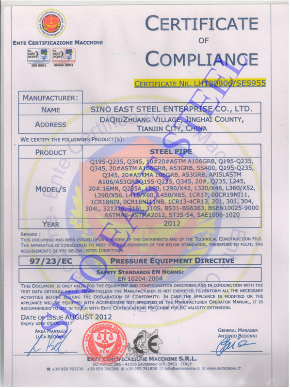 ECM Italy Certificate